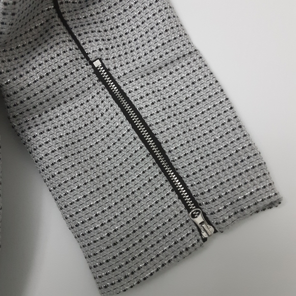 NWT Badgley Mischka Tweed Moto Jacket Grey Multi  Large - Picture 10 of 15